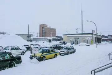 Kutchan Station looks very different in the winter