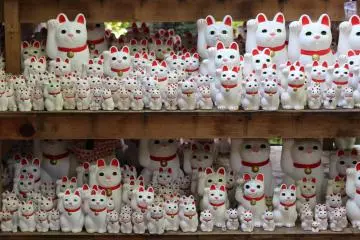 Hundreds of Maneki Neko at Gotokuji Temple