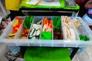The contents for making tempura (they're all plastic, not real!)