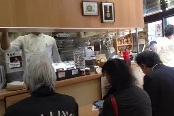 Counter seating where you can watch the kitchen action.