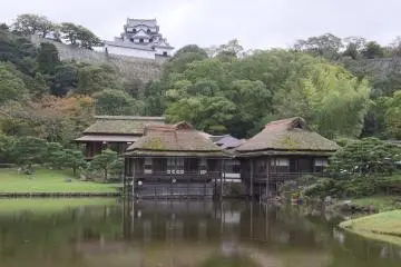 La vue du château de Hikone depuis le jardin Genkyuen