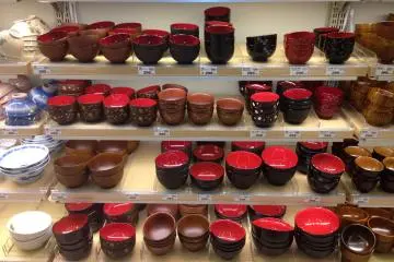 <p>Nitori has rows and rows of Japanese styled kitchenware that will allow any visitor to assemble his own sushi or laquerware set at a much better price and selection that those sold at tourist traps</p>