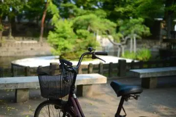 My bike parked outside Nakatsu Castle
