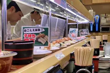 Sushi can be taken off the belt or ordered through a computer screen