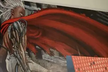 Akira's striking images are displayed in the exhibit