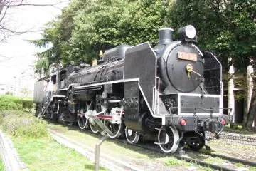 An old train on display in the park