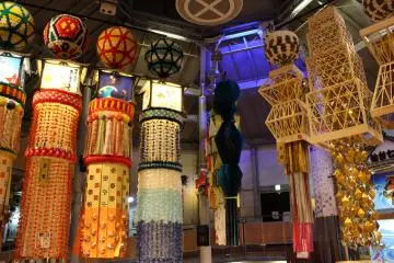 Large ornaments on display for Sendai's Tanabata Matsuri 
