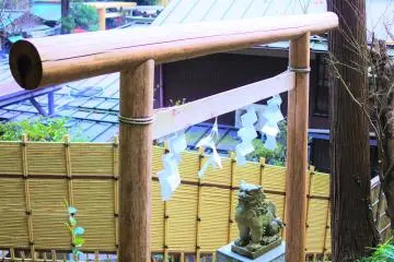 A torii and a guardian god