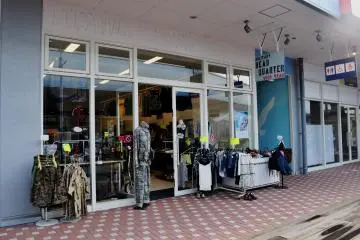 One of the stores offers used clothes, including military uniforms.