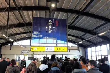 New Years crowds leaving the station for the temple