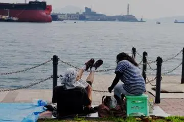 Some people spend hours saving a place from which to get the best view possible of the show.