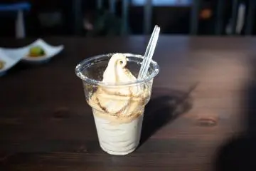 Soy sauce soft cream treat at Kurosawa Shouyuten