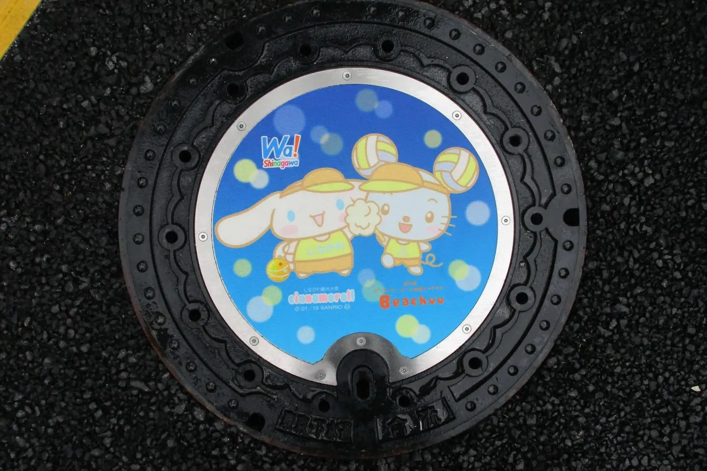 Beach volleyball (Cinnamoroll on left, Beachuu on right) (照片由: Shinagawa Tourism Association)