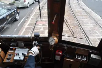 Vintage Hiroshima streetcar: inside