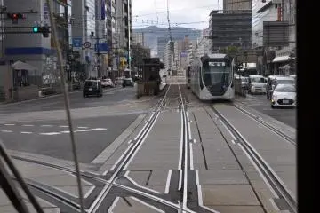 Vintage Hiroshima streetcar: riding the rails