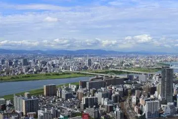 The great view of Osaka City and Yodo River