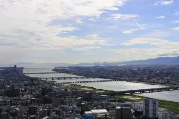 The view of Yodo River and Osaka Bay