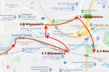 Map: From Kamoi to Egawa Park to Kozukue Castle Ruins