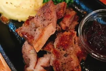 New Zealand lamb with washabi mashed potato and the house special ume sauce