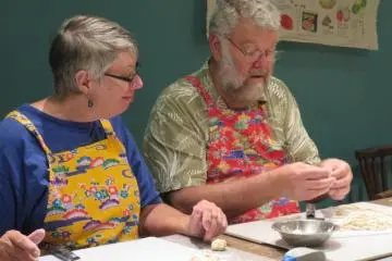 Kneading dough for some hand made Okinawa soba noodles