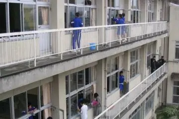 Students hard at work cleaning