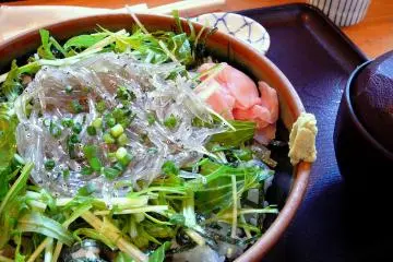 Shirasu-don, baby sardines on a bed of rice (Photo: <a href="https://www.flickr.com/photos/spilt-milk/428092689/" target="_blank" rel="noreferrer noopener nofollow">yoppy</a> / <a href="https://creativecommons.org/licenses/by/2.0/" target="_blank" rel="noreferrer noopener nofollow">CC BY 2.0</a>)