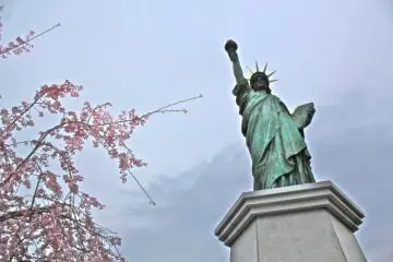 A smaller version of Lady Liberty exists in Odaiba