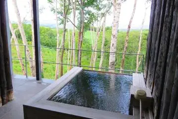 Private outside onsen on villa balcony
