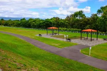 There is lots of relaxation space, complete with nicely maintained flower gardens along the length of the park