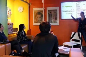 Job counselling session at the World Unite office in Tokyo