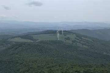 Some wind mills on a meadow