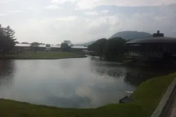 Plenty of space around the lake for kids to run wild.