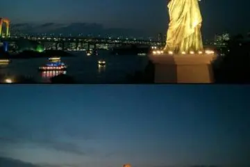 자유의 여신상과 어우러진 야경