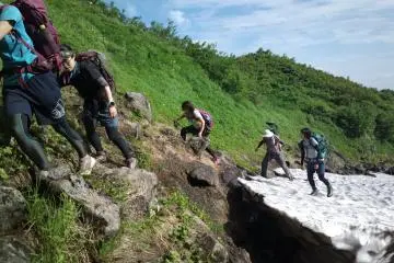 The edge of the snow packs can be very slippery