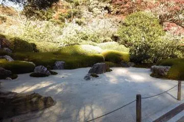 The style represents the view of mountain and water making use of stone or sand without using any water or pond.