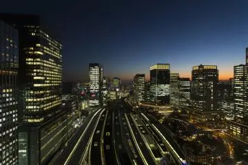 Tokyo Station area lit up at night