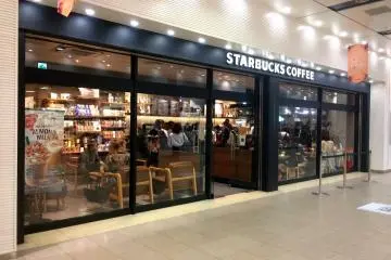 There are both independently owned eateries and chains like Starbucks here