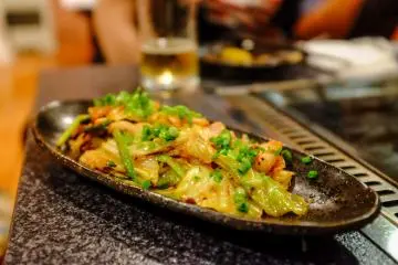 Kimchi salad side dish was also very tasty and nicely compliments monja