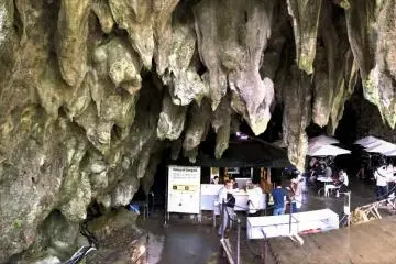 The cave is so large it threatens to overwhelm the cafe underneath
