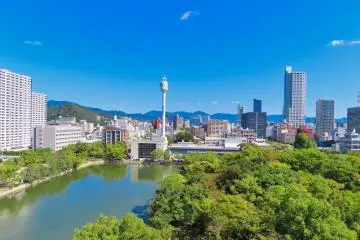 Hiroshima Castle view from observation platform