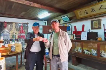 Julius and Rey doing a sake tasting