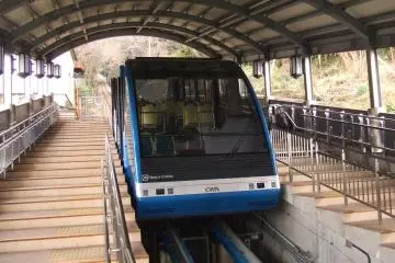 The cable car takes you easily up or down the mountain