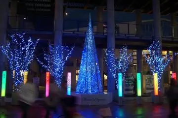 sci-fi Christmas tree of crystal blue