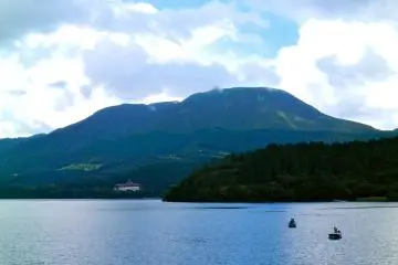 View from the harbour across Lake Ashimoto.