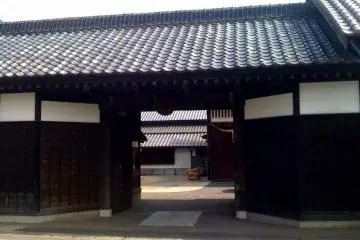 Outside Kiuchi Brewery: the traditional sake heritage is evident