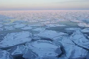 Drift ice off the coast of Mombetsu, Hokkaido