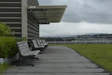 Benches can be enjoyed on a sunnier day but the rain isn't enough to ruin such a view