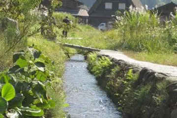 The stream leading into town