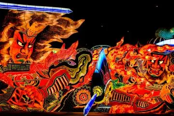 Nebuta Floats are created based on scenes from Kabuki, Japanese History, Japanese Mythology, Chinese Mythology or current news
