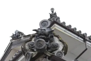 Gargoyles on rooftop.